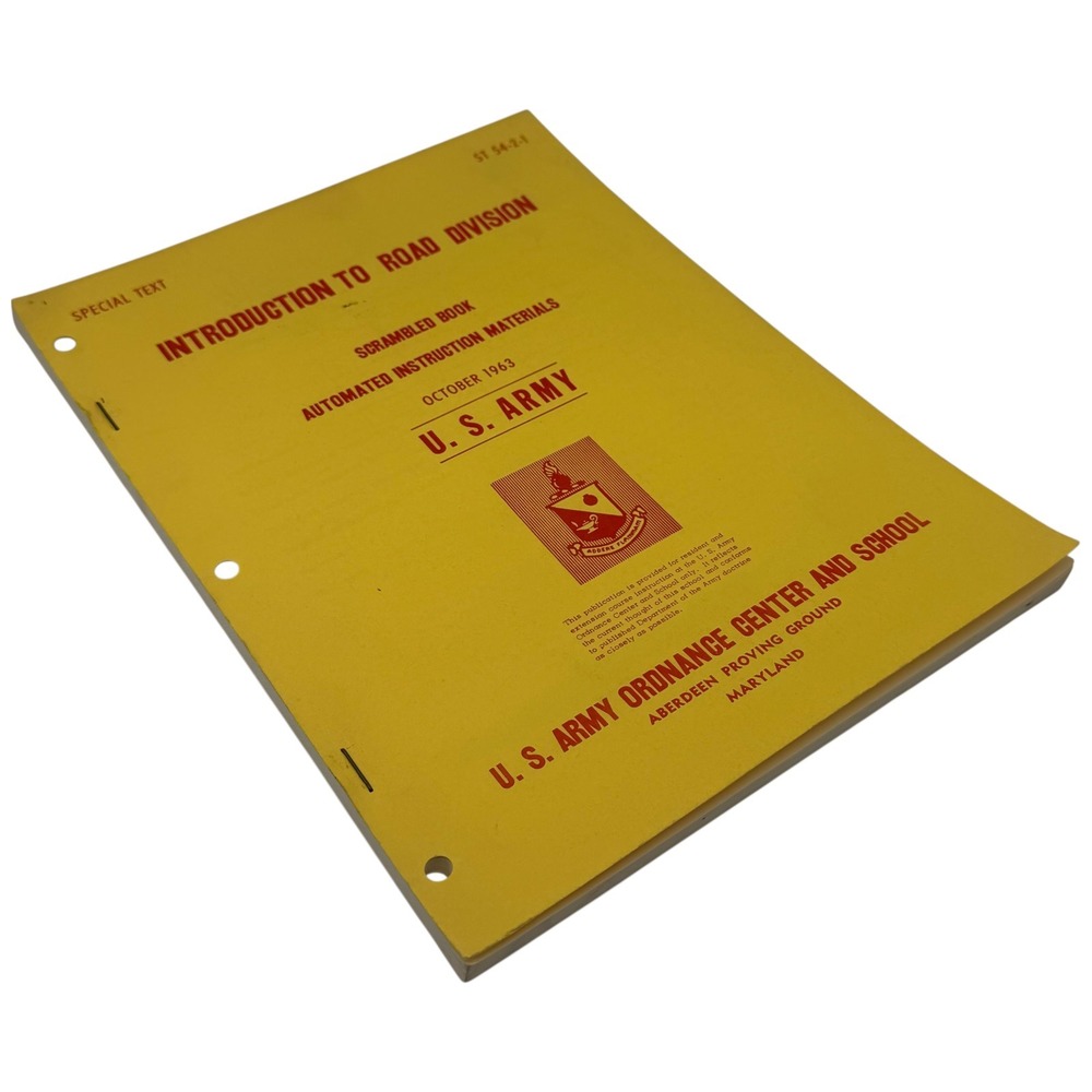 US Army ST 54-2-1 Introduction to Road Division Scrambled Book 1963 Vintage